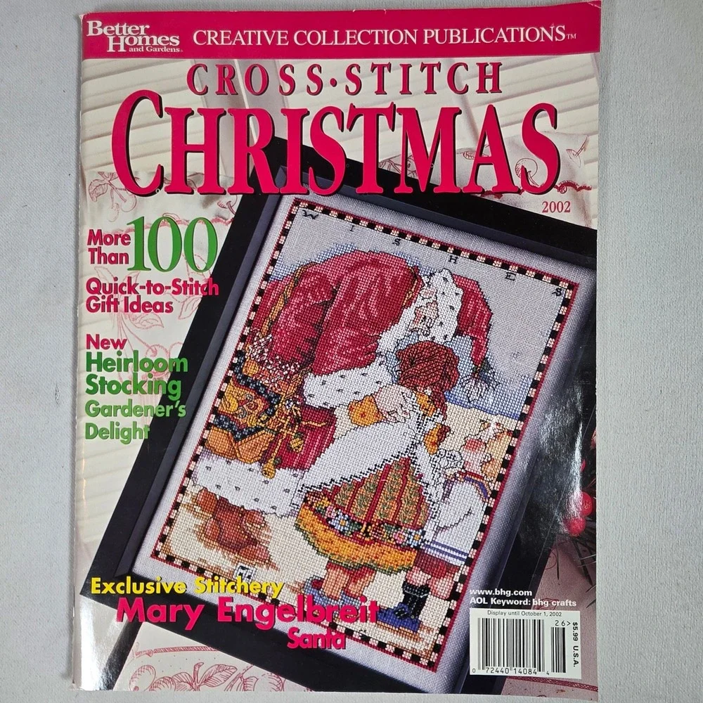 2002 Better Homes Gardens Cross Stitch Christmas Mary Engelbreit Santa OOP Craft